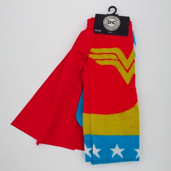 NWT/NEW Bioworld DC Comics Wonder Woman Costume Knee High Socks w/Cape Retired - Picture 2 of 7